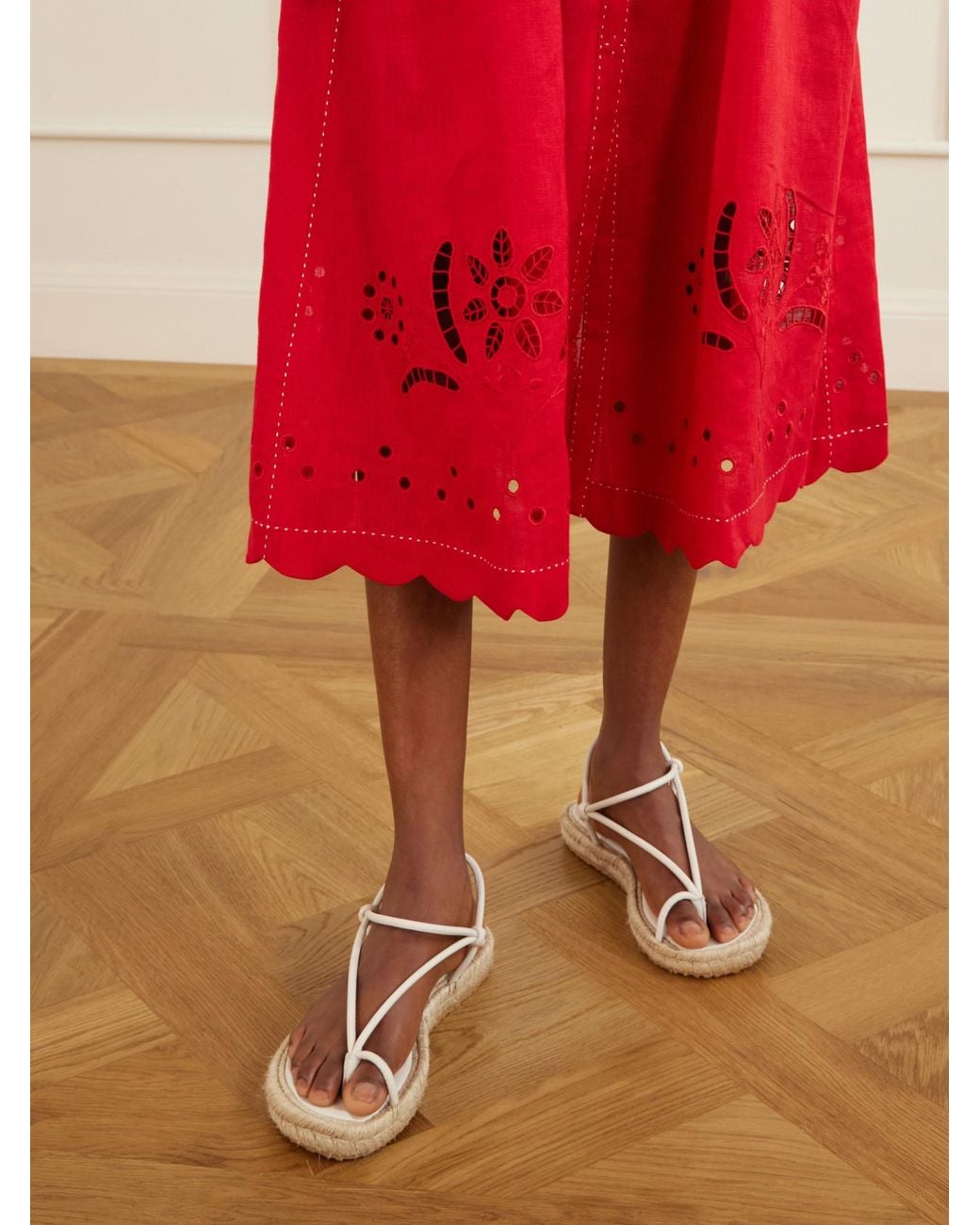 Vita Kin Red Linen Midi Skirt