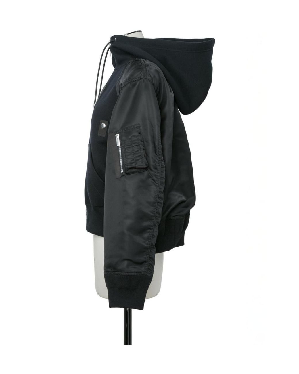 Sacai Black Sponge Sweat Bomber Hoodie