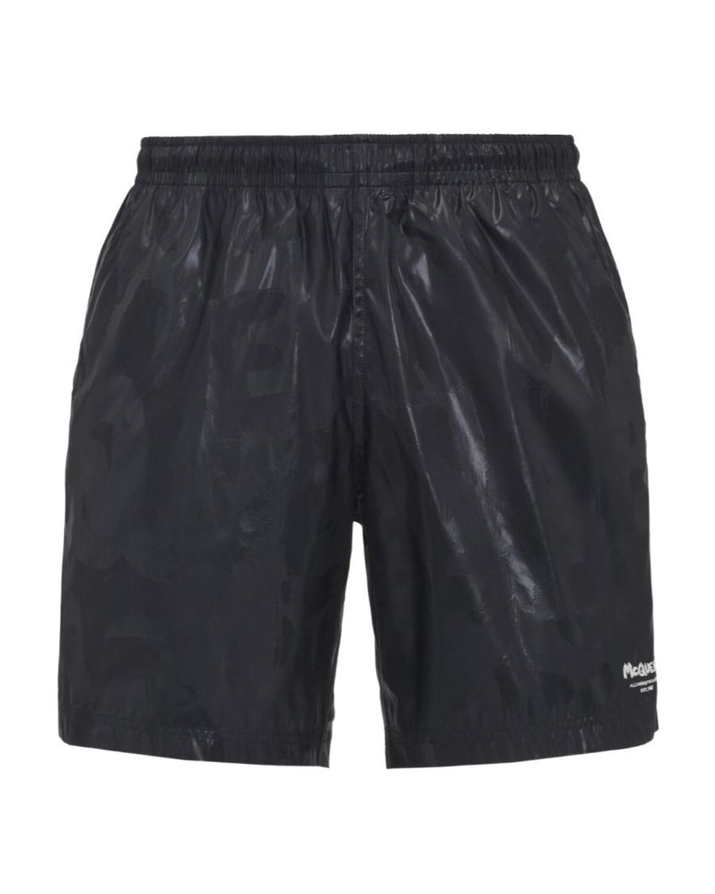 McQueen Gray Graffiti Print Swim Shorts for men