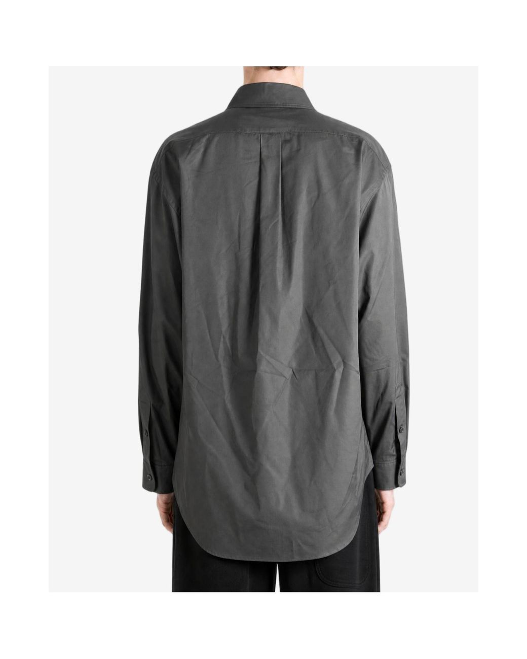 Rier Gray Button-Up Curved Hem Shirt for men