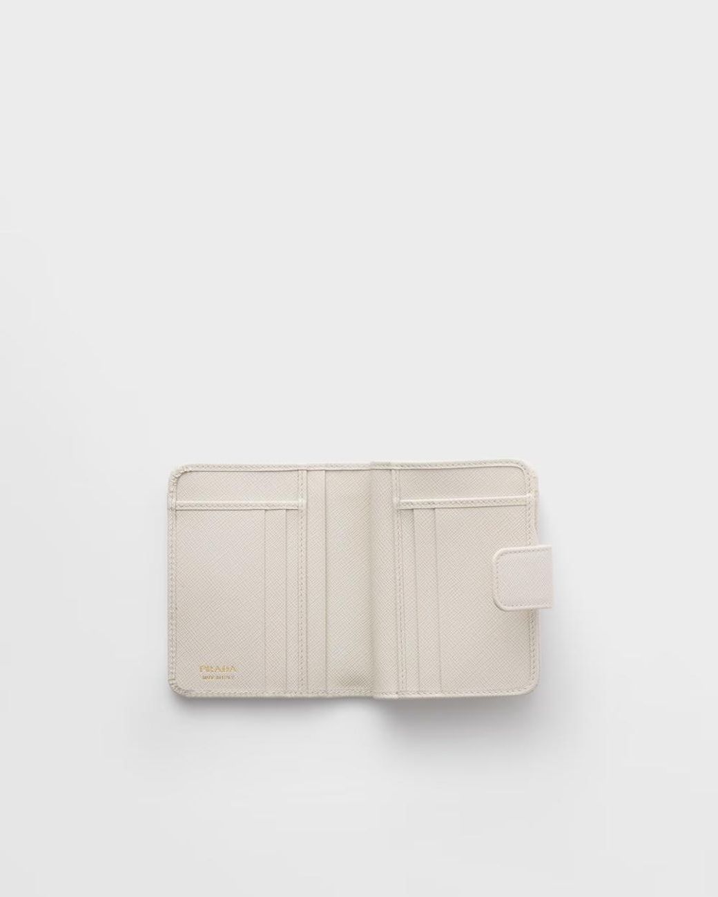 Prada White Small Saffiano-Leather Snap Wallet