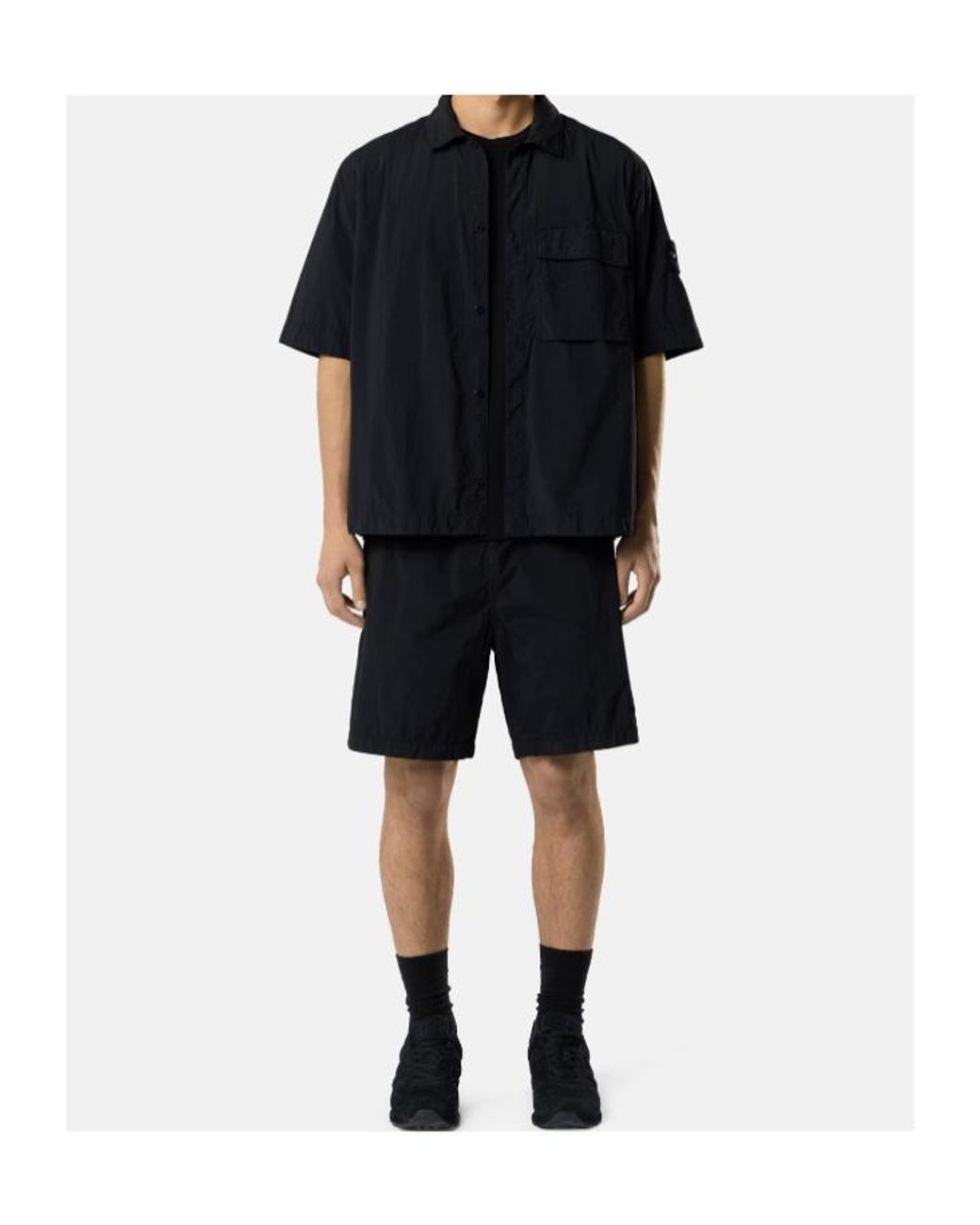 Stone Island Black Elasticated Pocket Shorts for men
