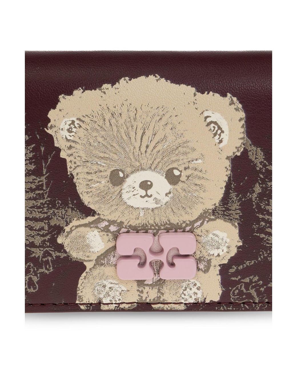 Ganni Brown Bou Teddy Printed Card Holder