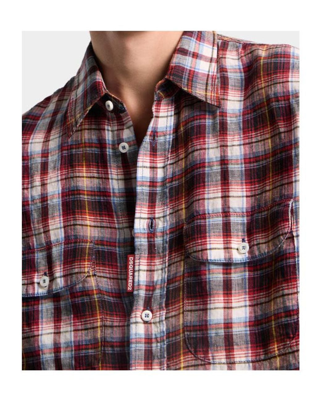 DSquared² Red Checked Pocket Shirt for men