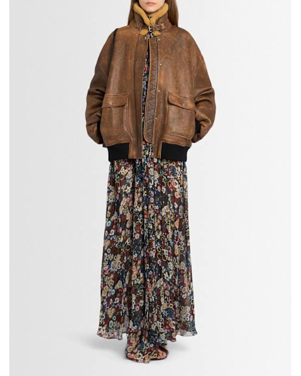 Khaite Brown Sandor Leather Bomber Jacket