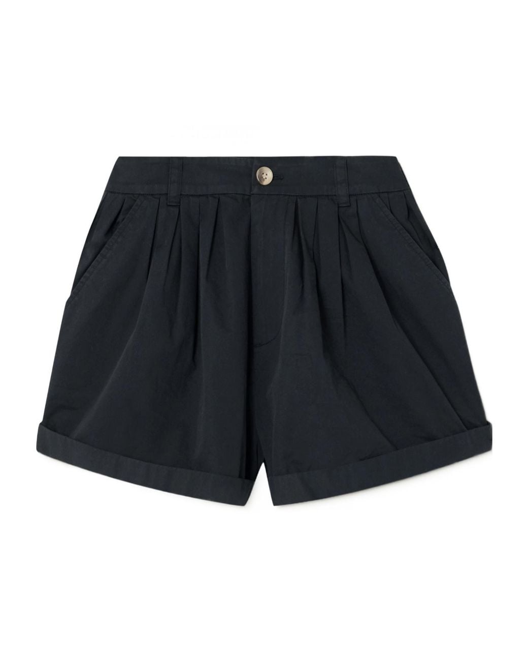 Doen Blue Pleated Organic Cotton-Poplin Shorts