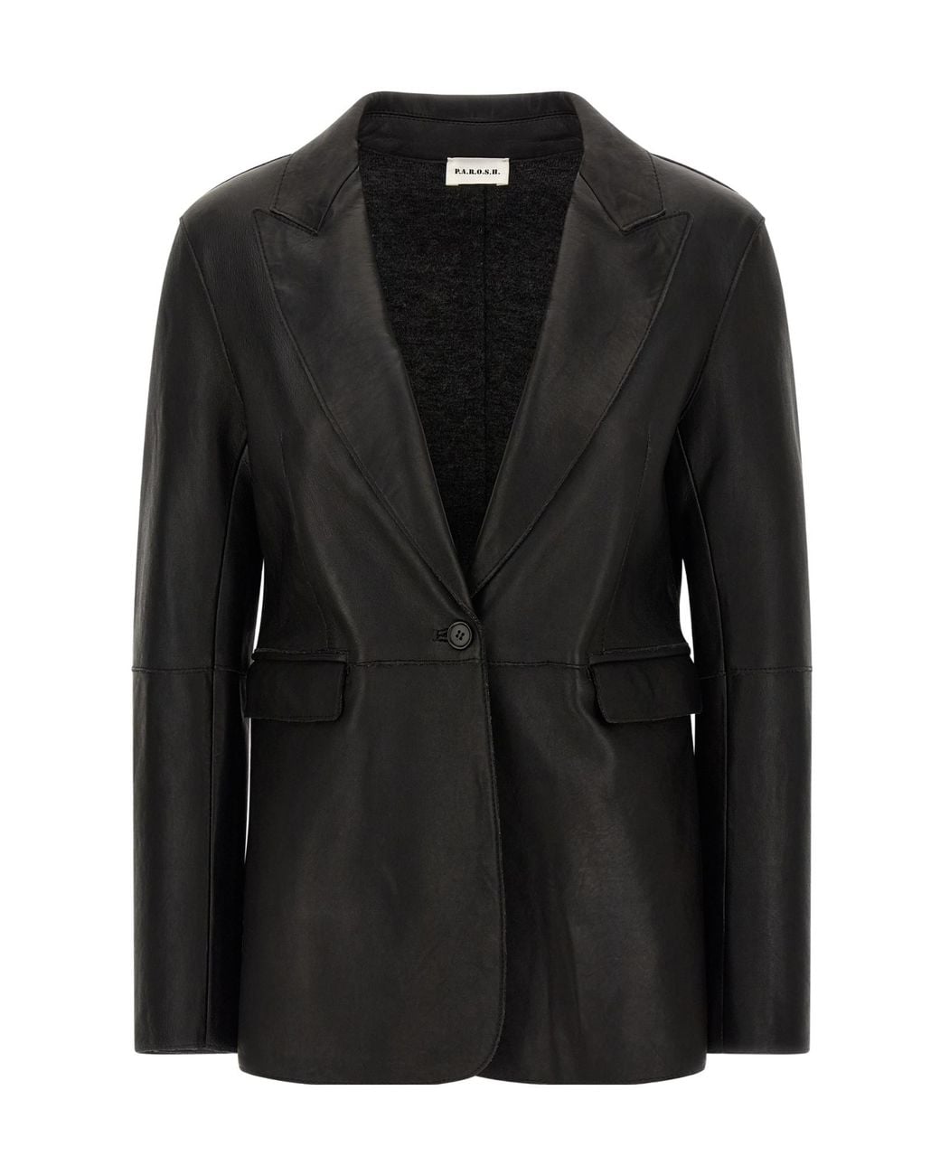 P.A.R.O.S.H. Black Long-Sleeve Leather Jacket