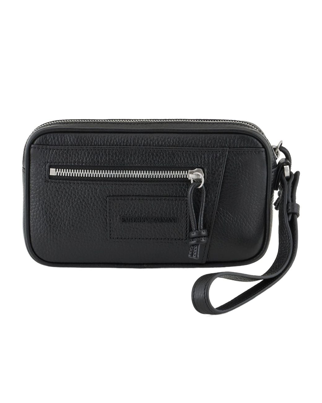 Emporio Armani Black Wrist Strap Clutch Bag for men