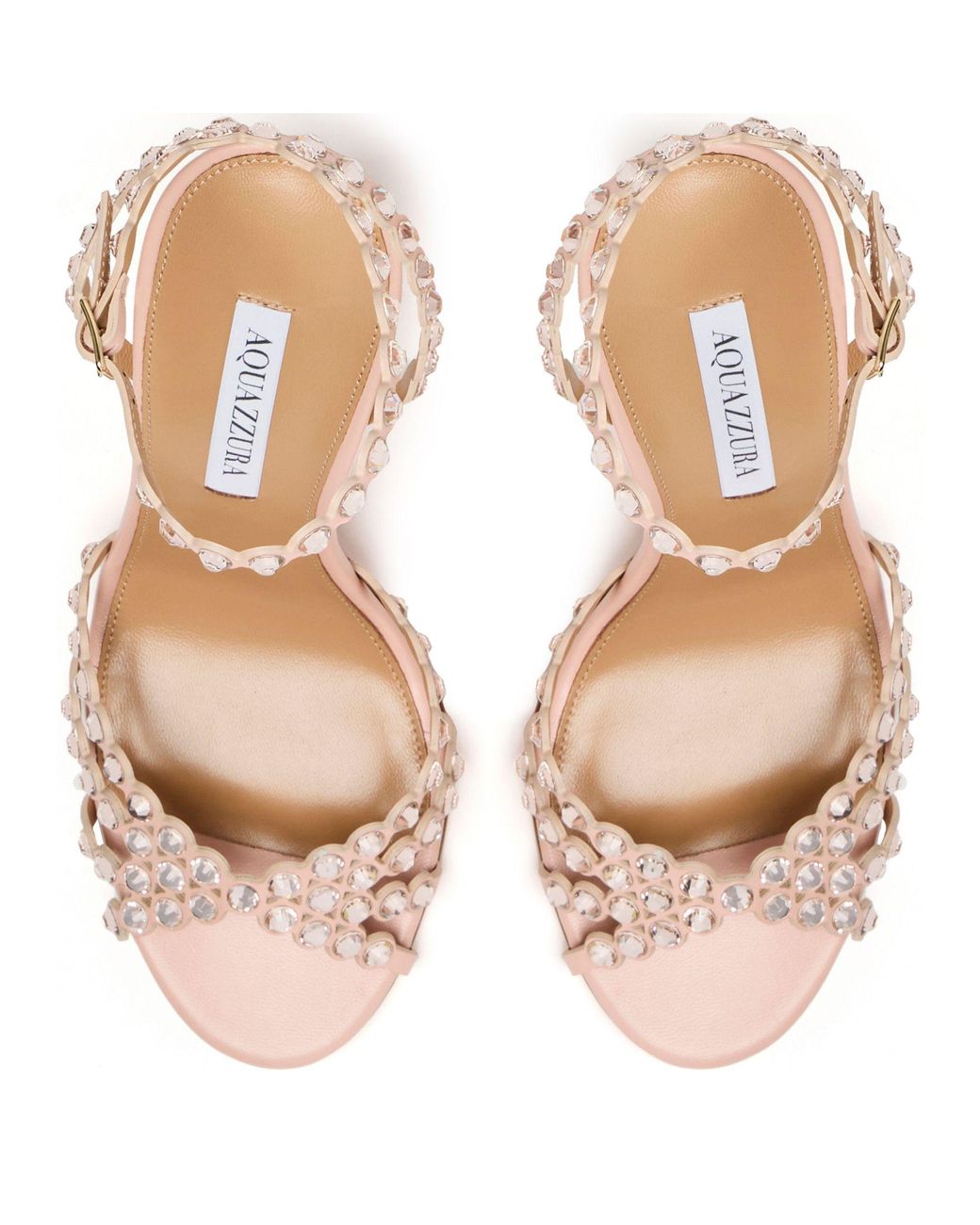 Aquazzura Pink High-Heel Sandals With Rhinestone Embellishments