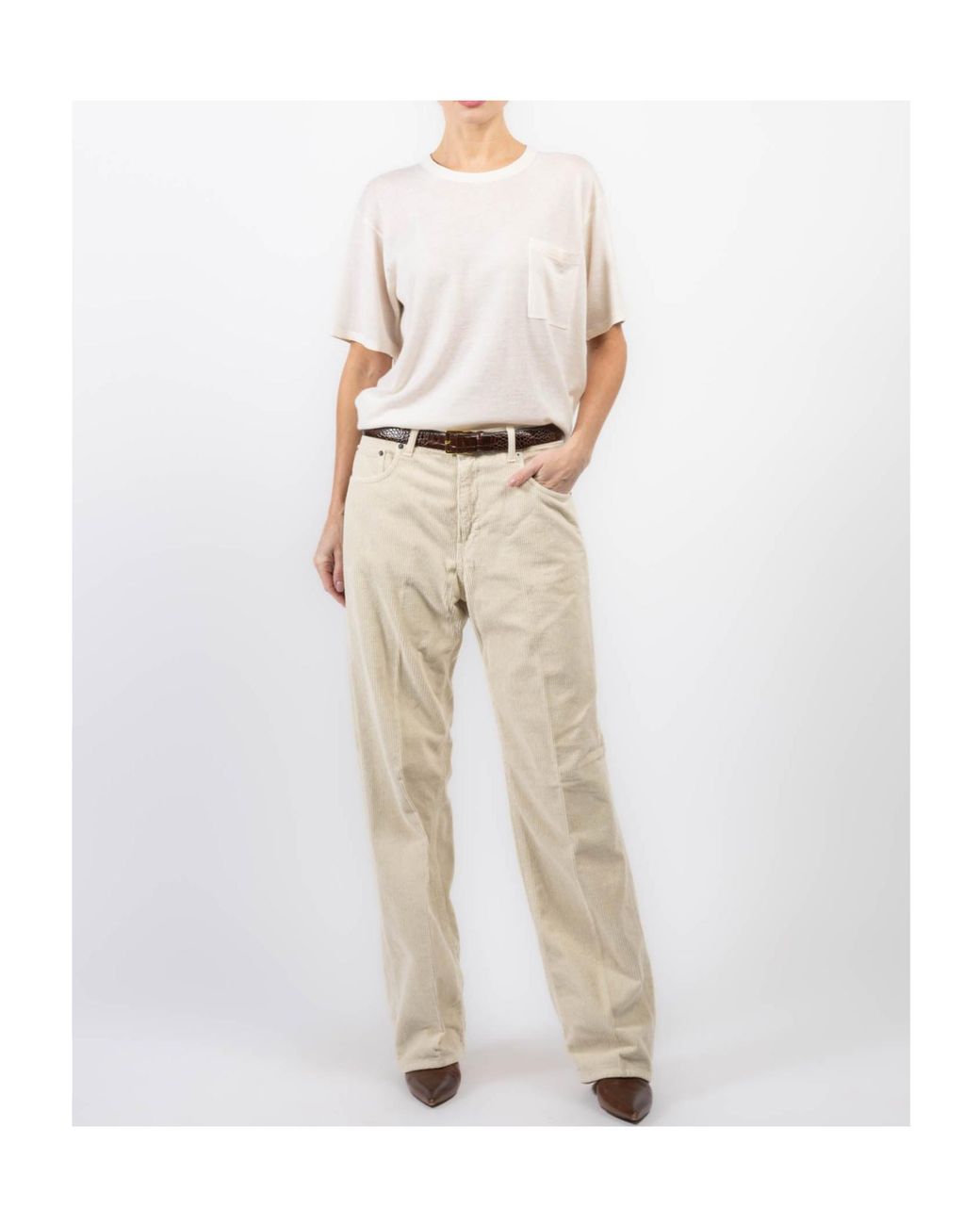 Haikure Natural Corduroy Wide-Leg Pants