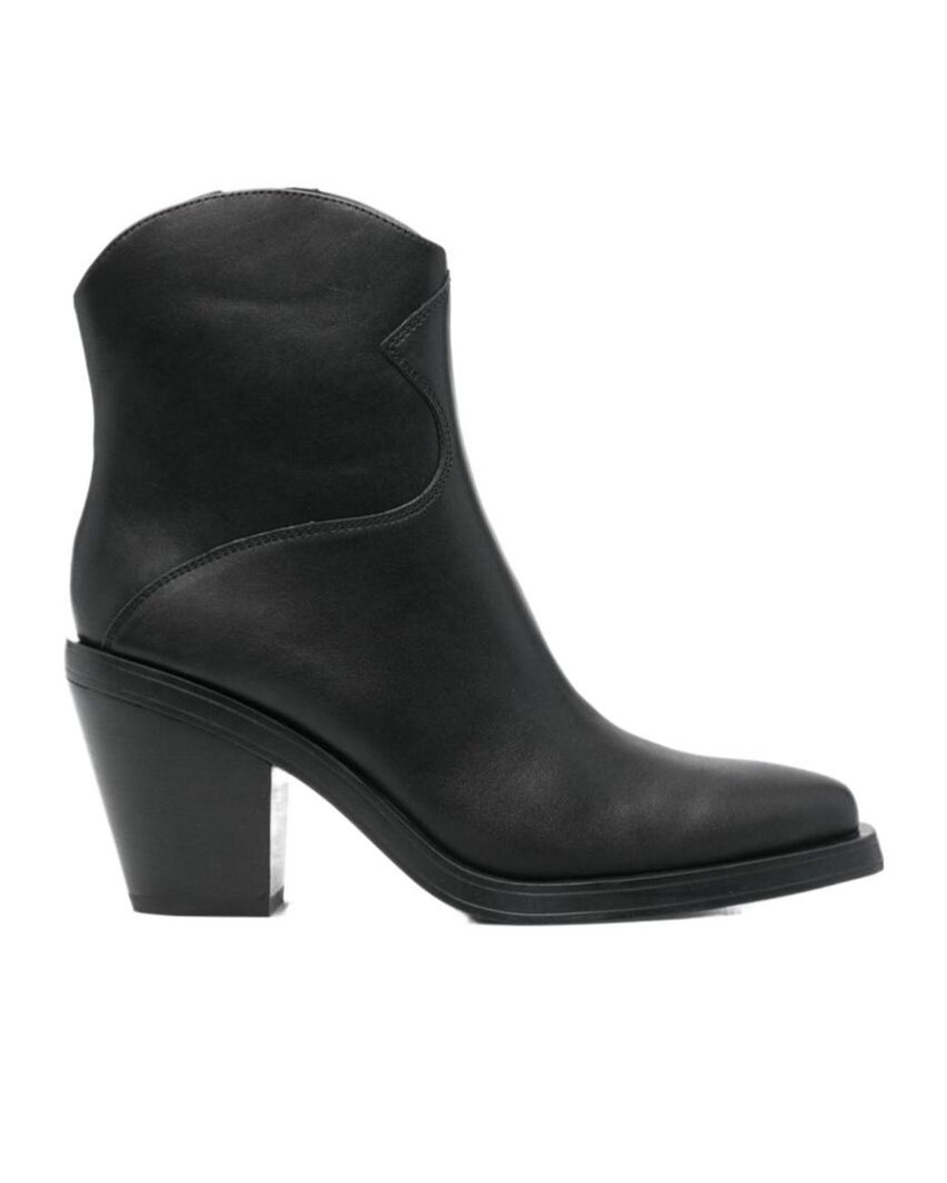 Ash Black Thick Heeled Short Boots