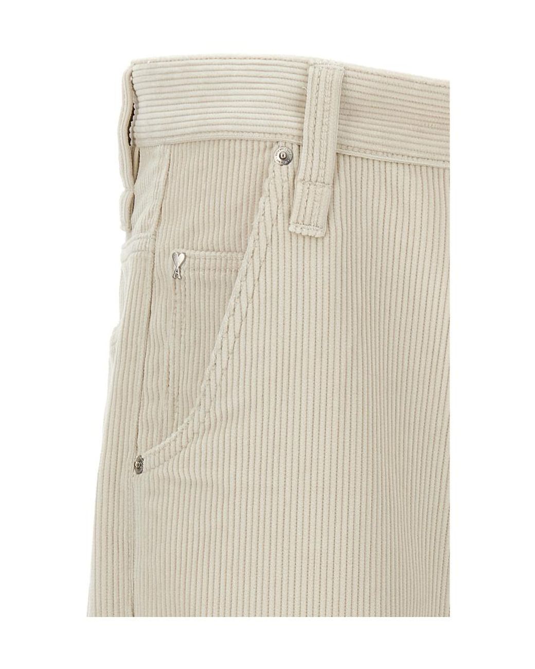 AMI Natural Corduroy Straight Trousers for men