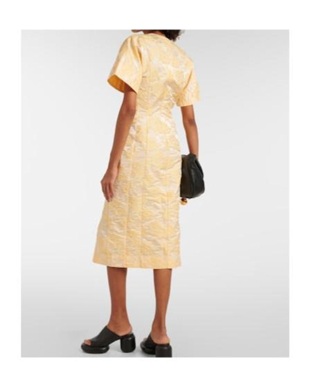 Ganni Metallic Floral Jacquard Shirt Dress