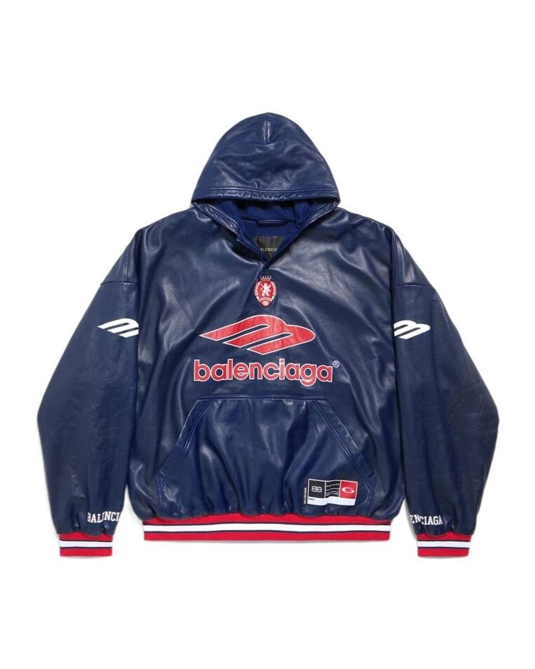 Balenciaga Blue 3B Football Polo Hoodie for men