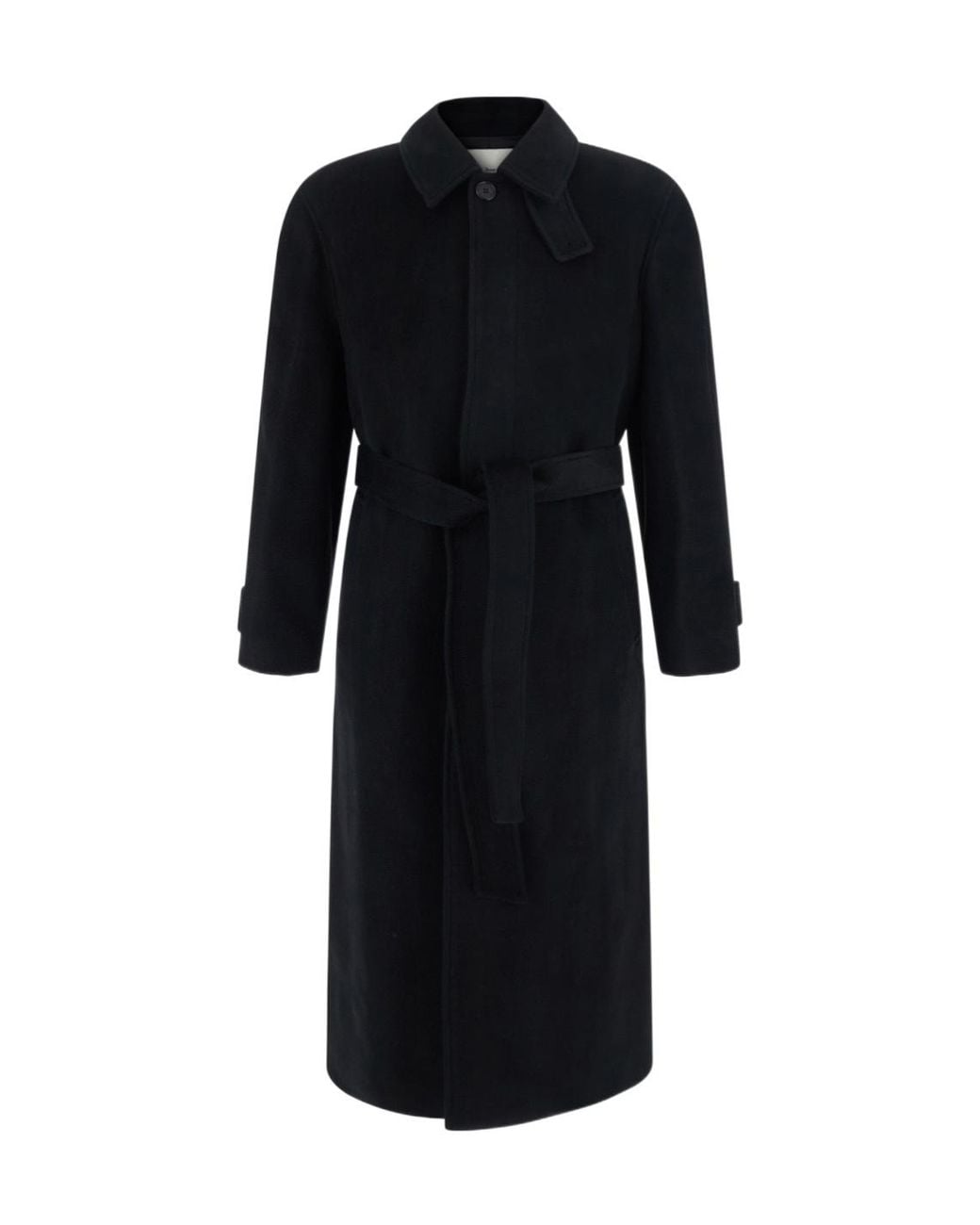 DUNST Black Belted Cashmere Mac Coat for men
