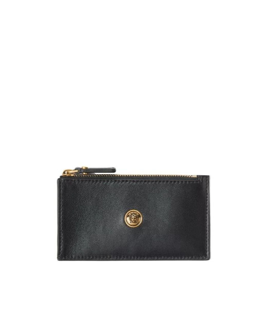 Versace Black Emblème Zipped Card Holder