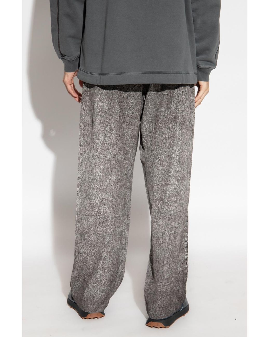 DIESEL Gray Faded-Effect Straight-Leg Pants for men