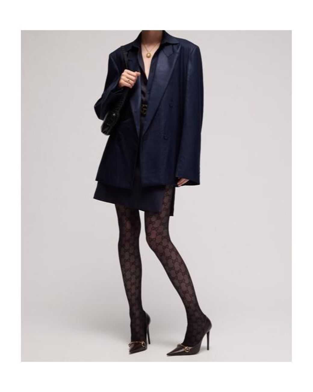Gucci Blue Prince Of Wales Chintzed Wool Jacket