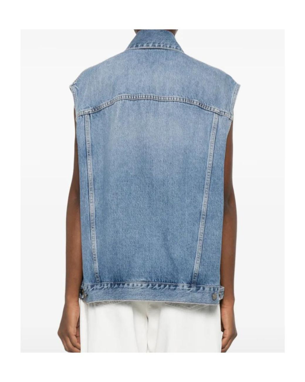 Haikure Blue Button-Down Denim Sleeveless Vest