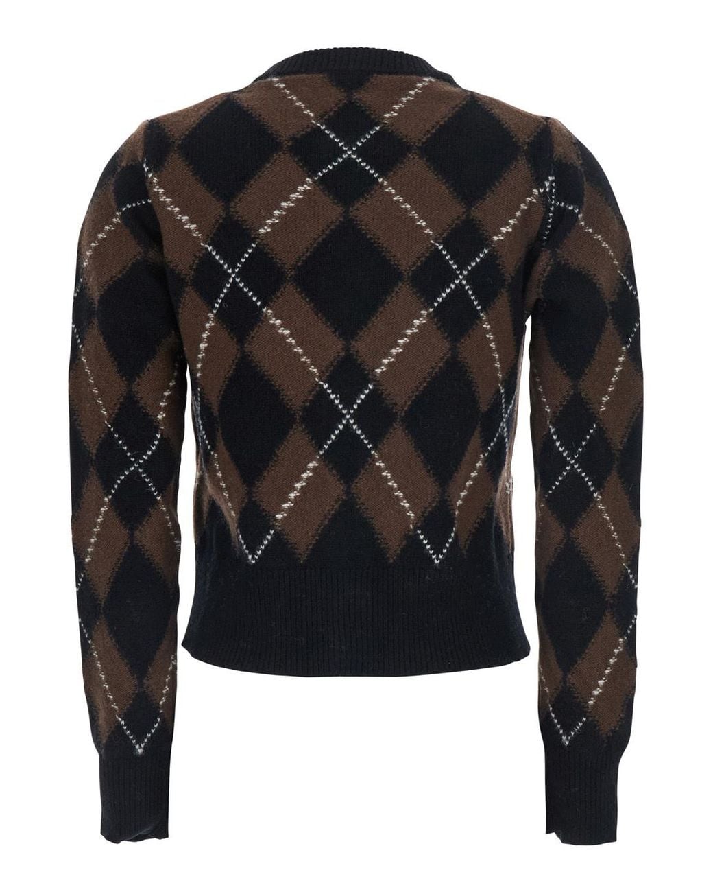AMI Black Ami Argyle Printed Cardigan