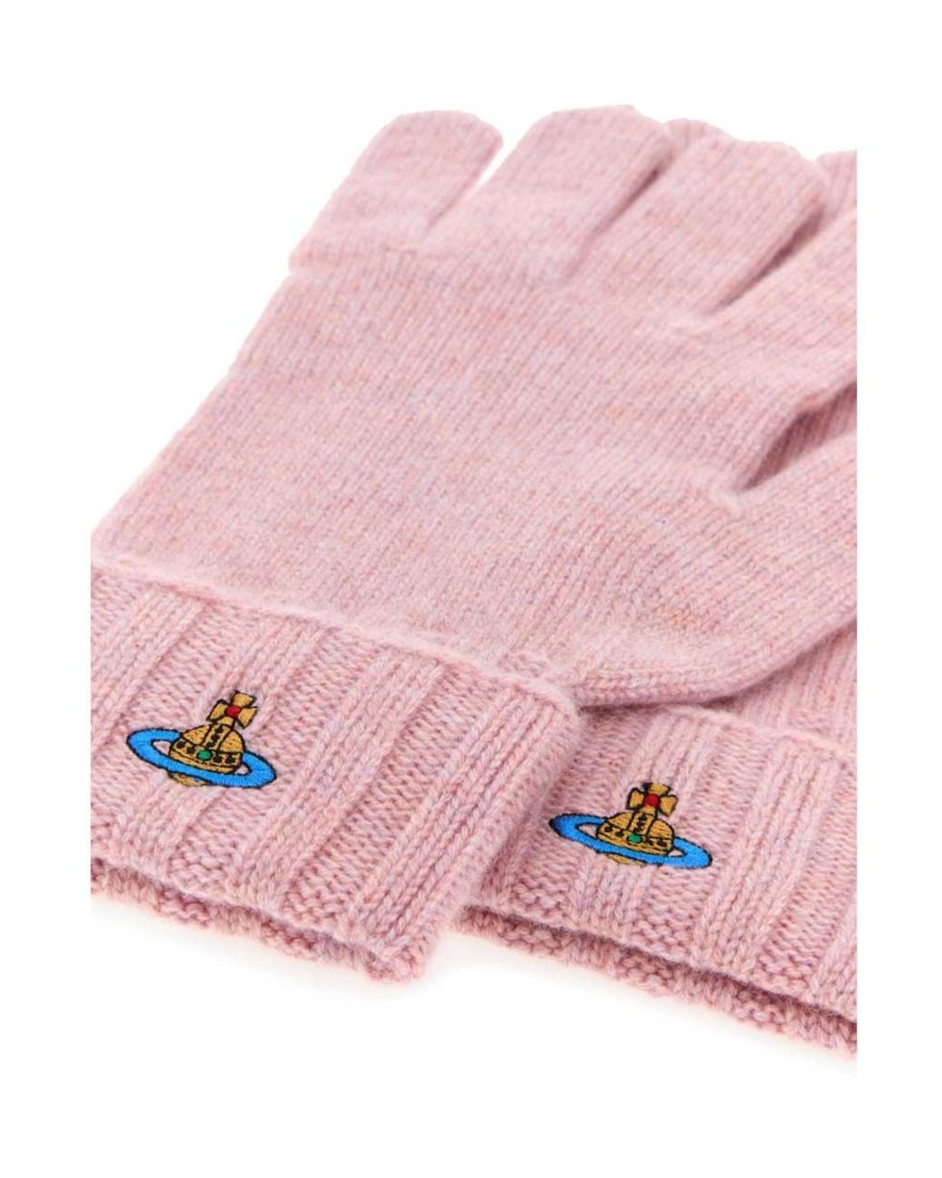 Vivienne Westwood Pink Orb Logo Knit Gloves