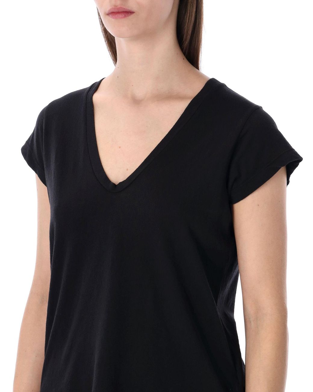 James Perse Black Crepe Jersey Oversized Short Sleeve Crew T-Shirt