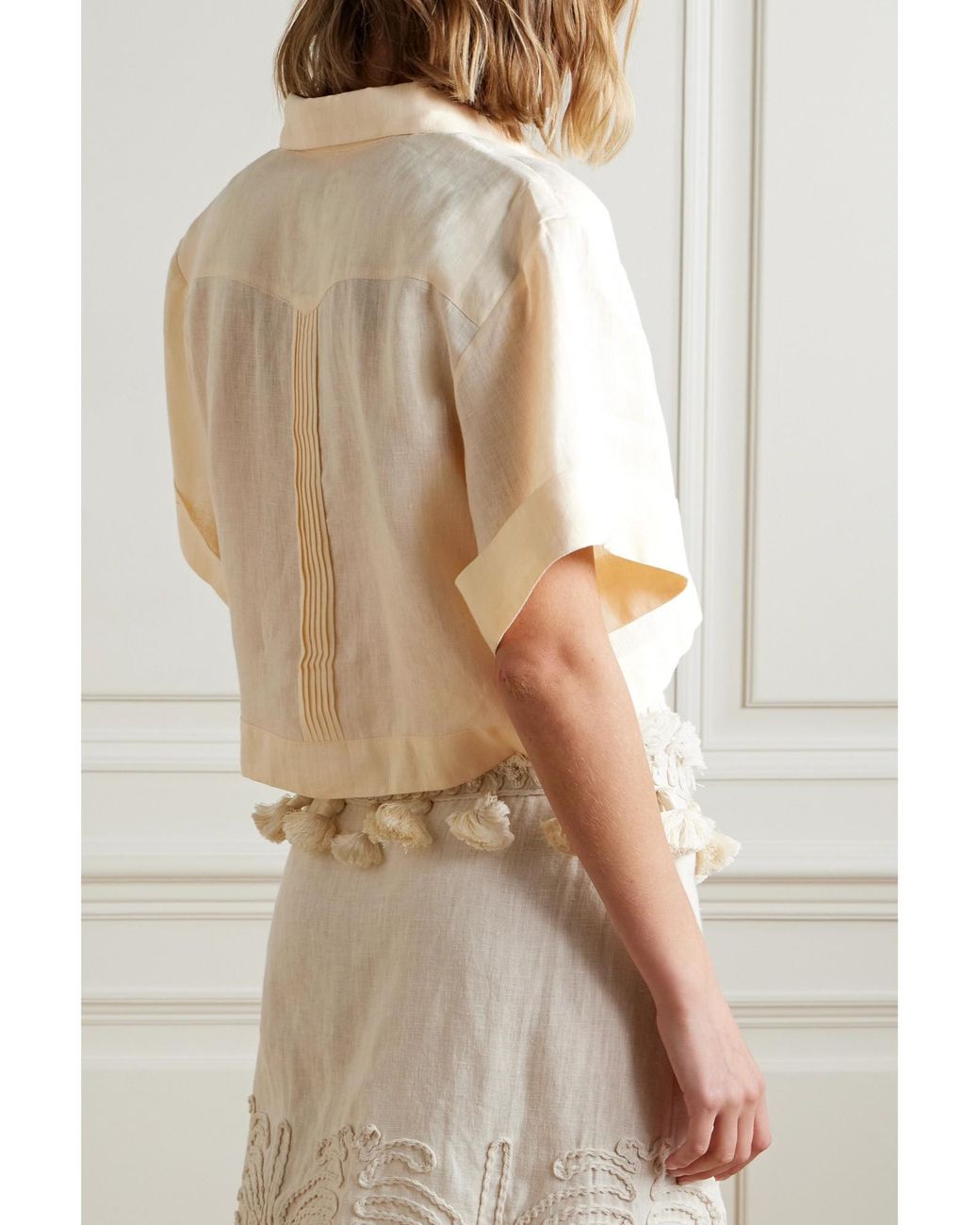 Johanna Ortiz Natural Lightweight Breathable Linen Short Shirt