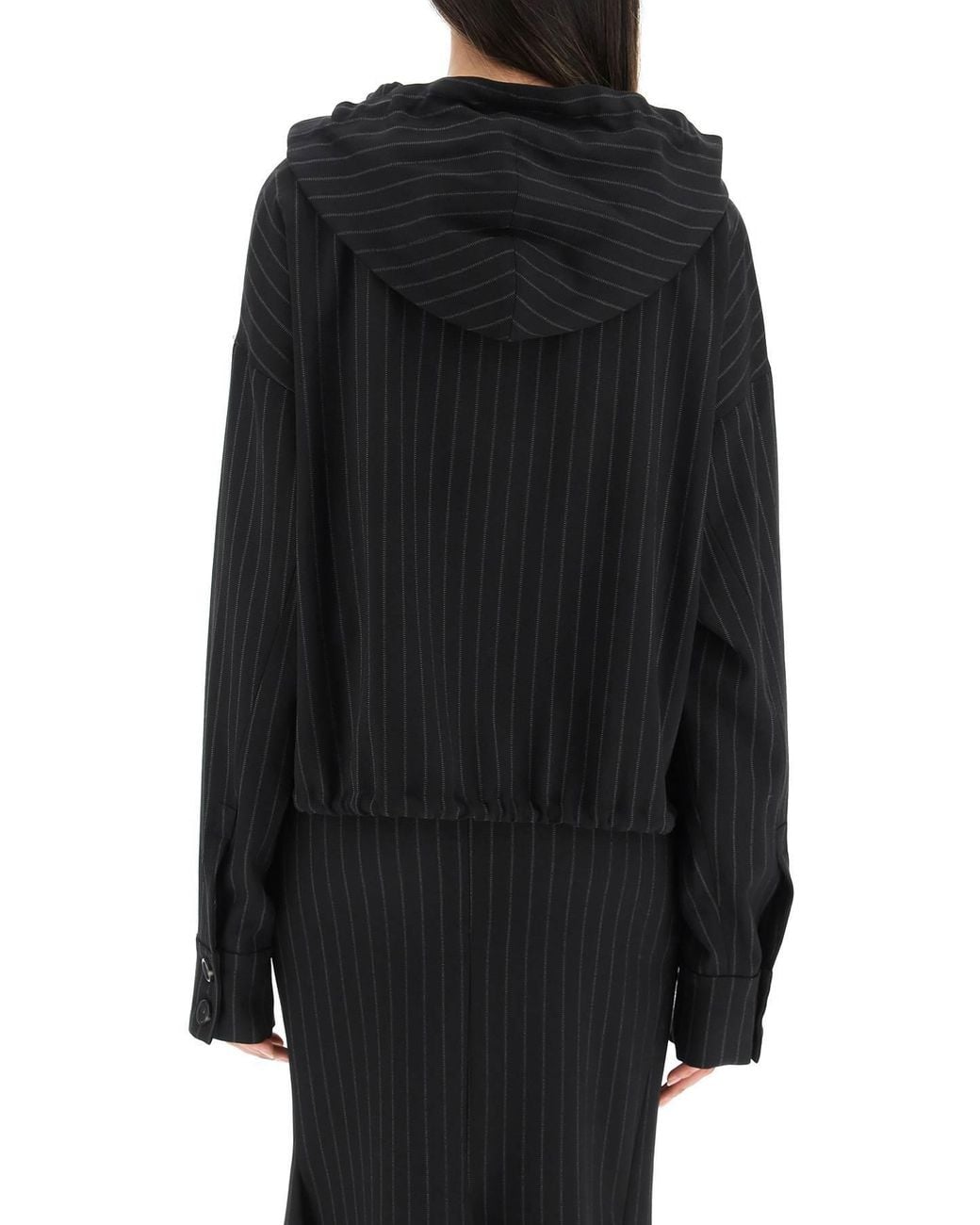 Sportmax Black Logo Pinstripe Casual Jacket