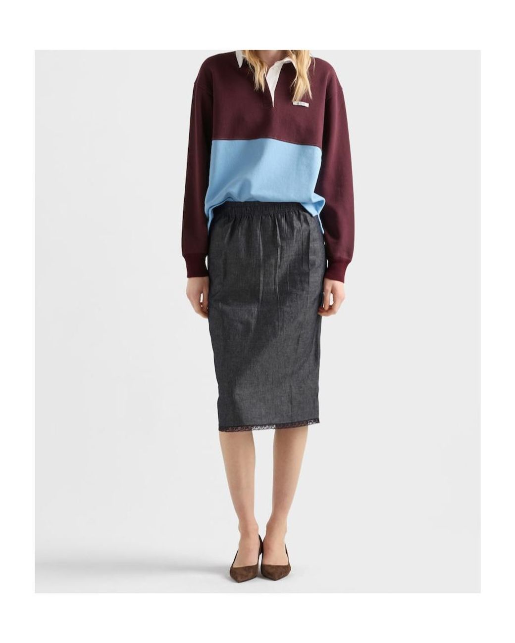 Prada Purple Cotton Long Sleeve Polo Shirt