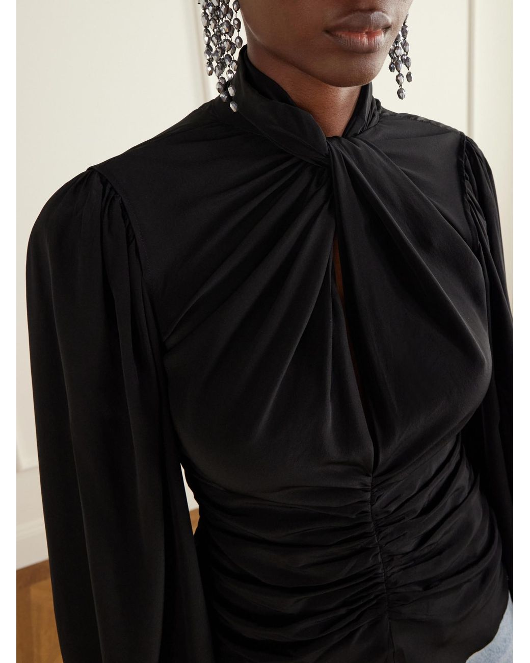 Isabel Marant Black Depsona Ruched High-Neck Top