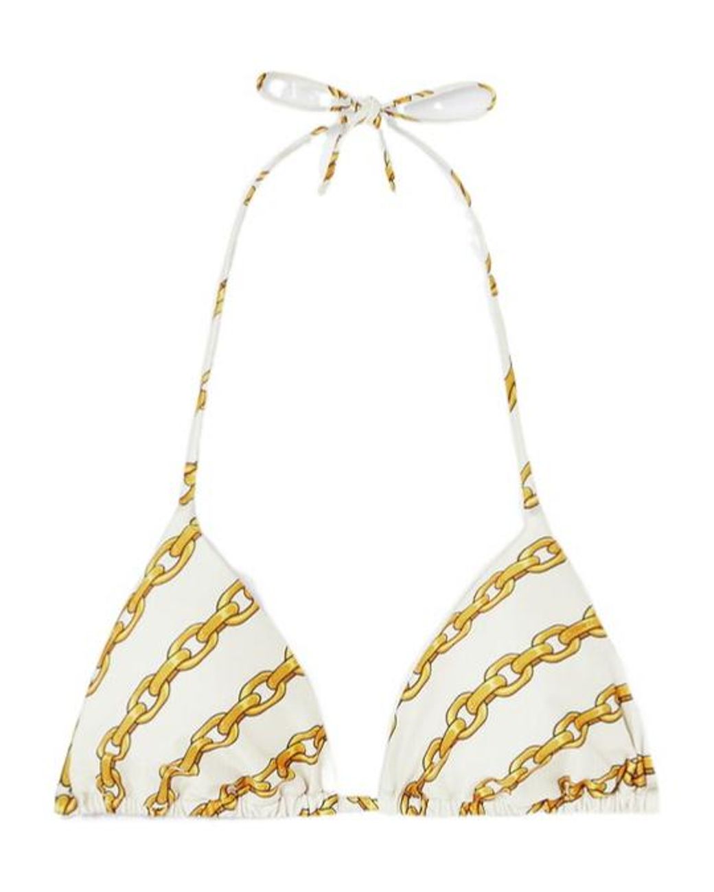 Versace Metallic Logo Triangle-Cup Tie-Fastened Bikini Top