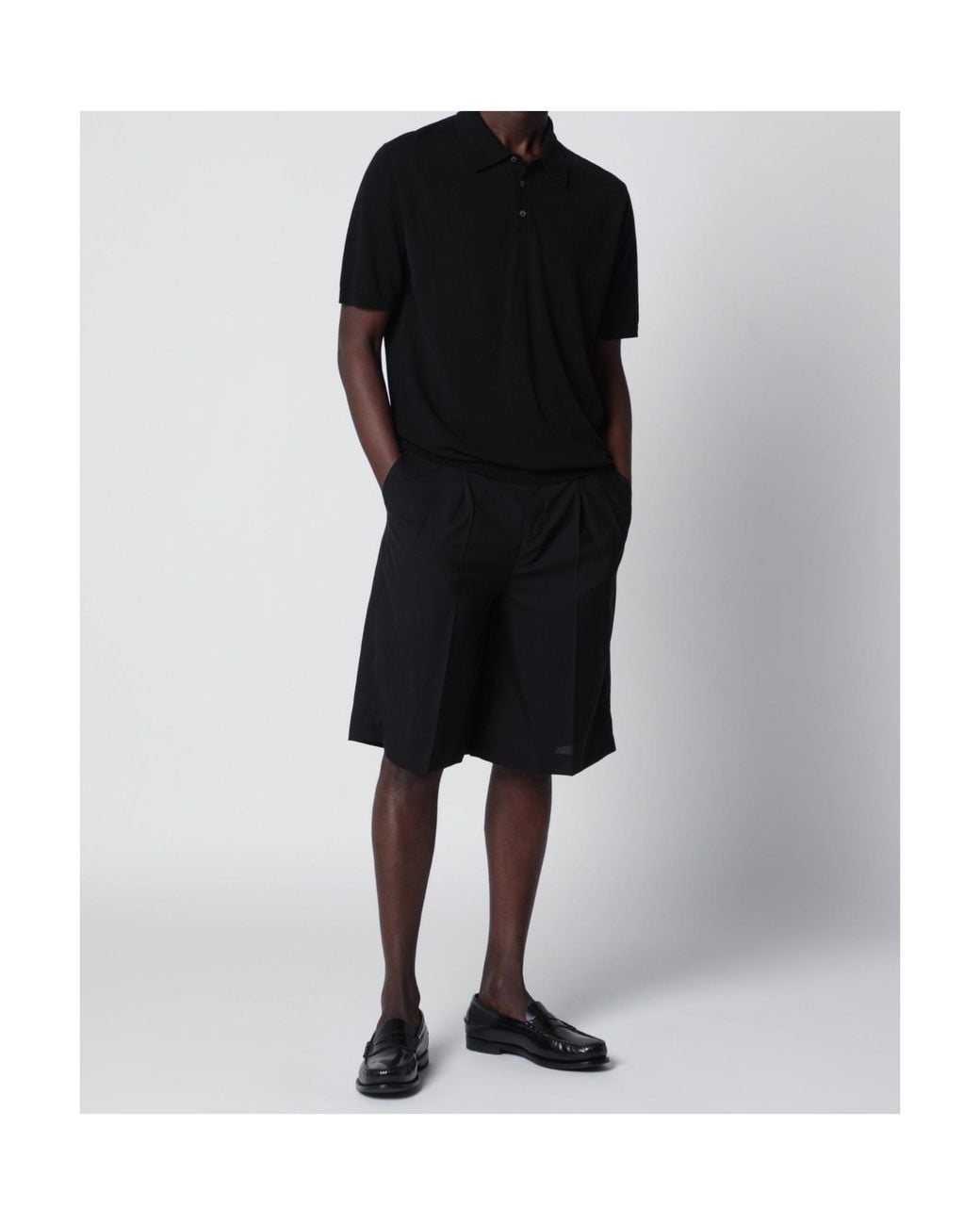 PT01 Black Pt Torino Pleated Bermuda Shorts for men
