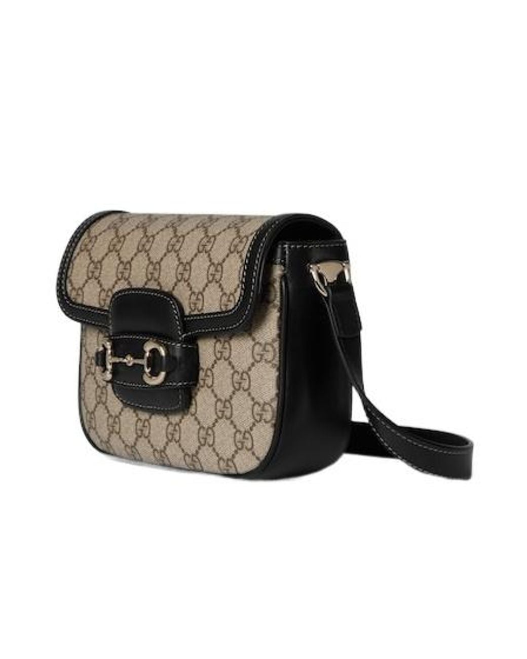 Gucci Black Horsebit 1955 Soft Small Shoulder Bag, Gg Canvas