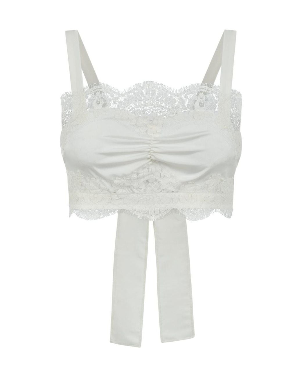 P.A.R.O.S.H. White Paky Lace-Detail Bow Top