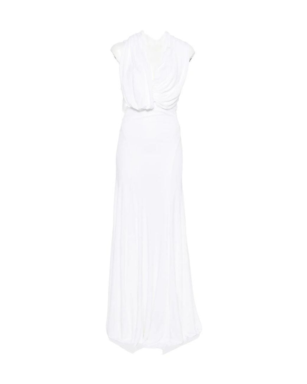 Christopher Esber White Draped Cut-Out Maxi Dress