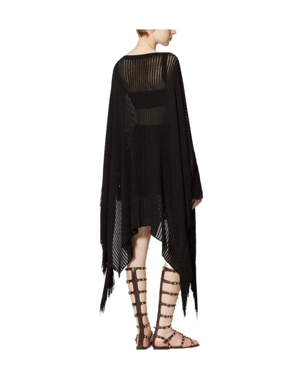 Valentino Black Boat-Neck Poncho
