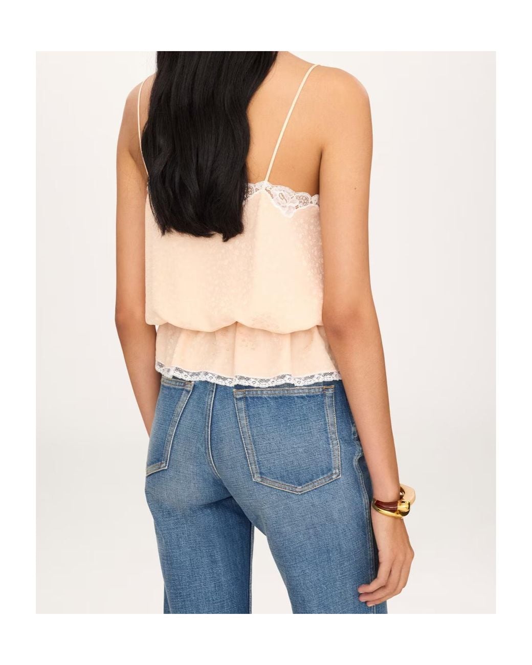 Chloé Pink Chloé Lace-Trim Peplum Camisole Top