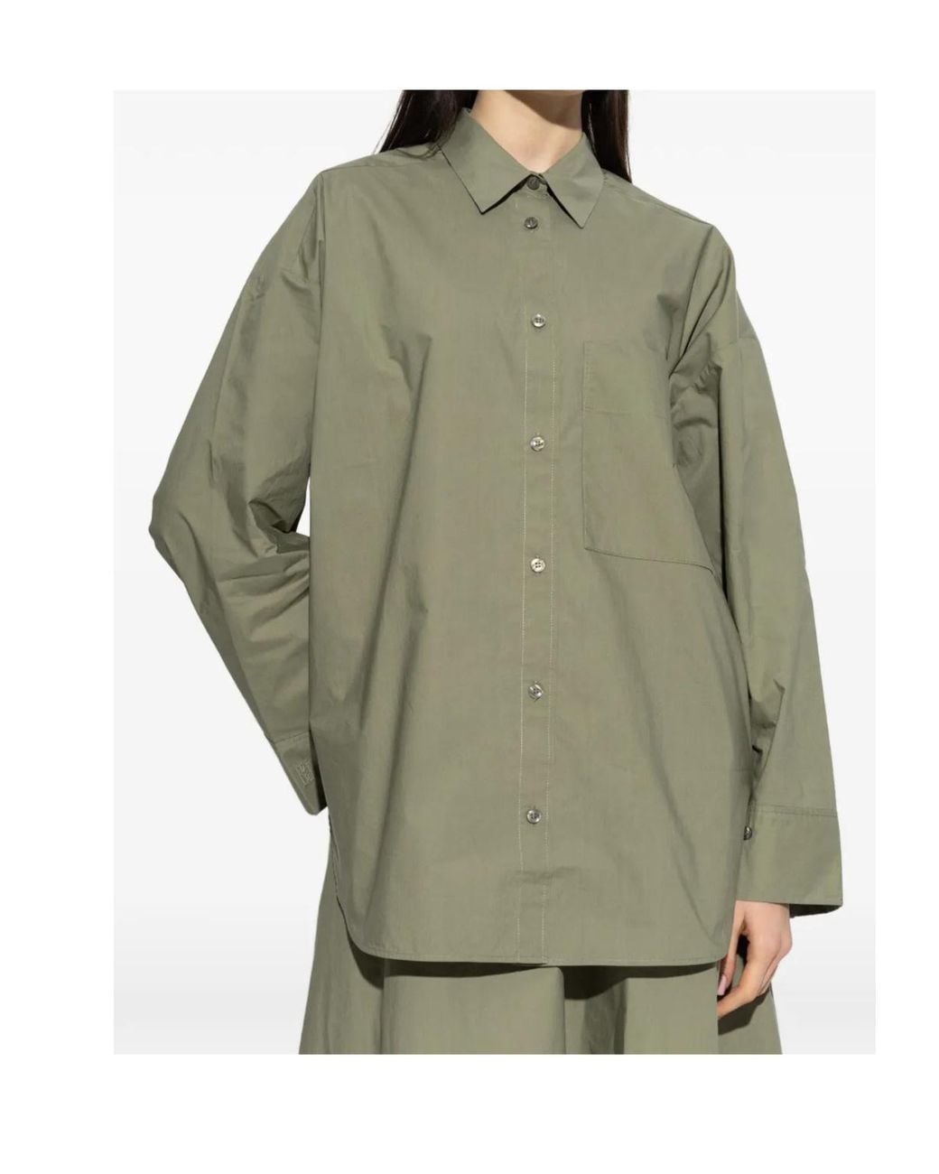 By Malene Birger Green Long-Sleeve Shirt With Snap Closures