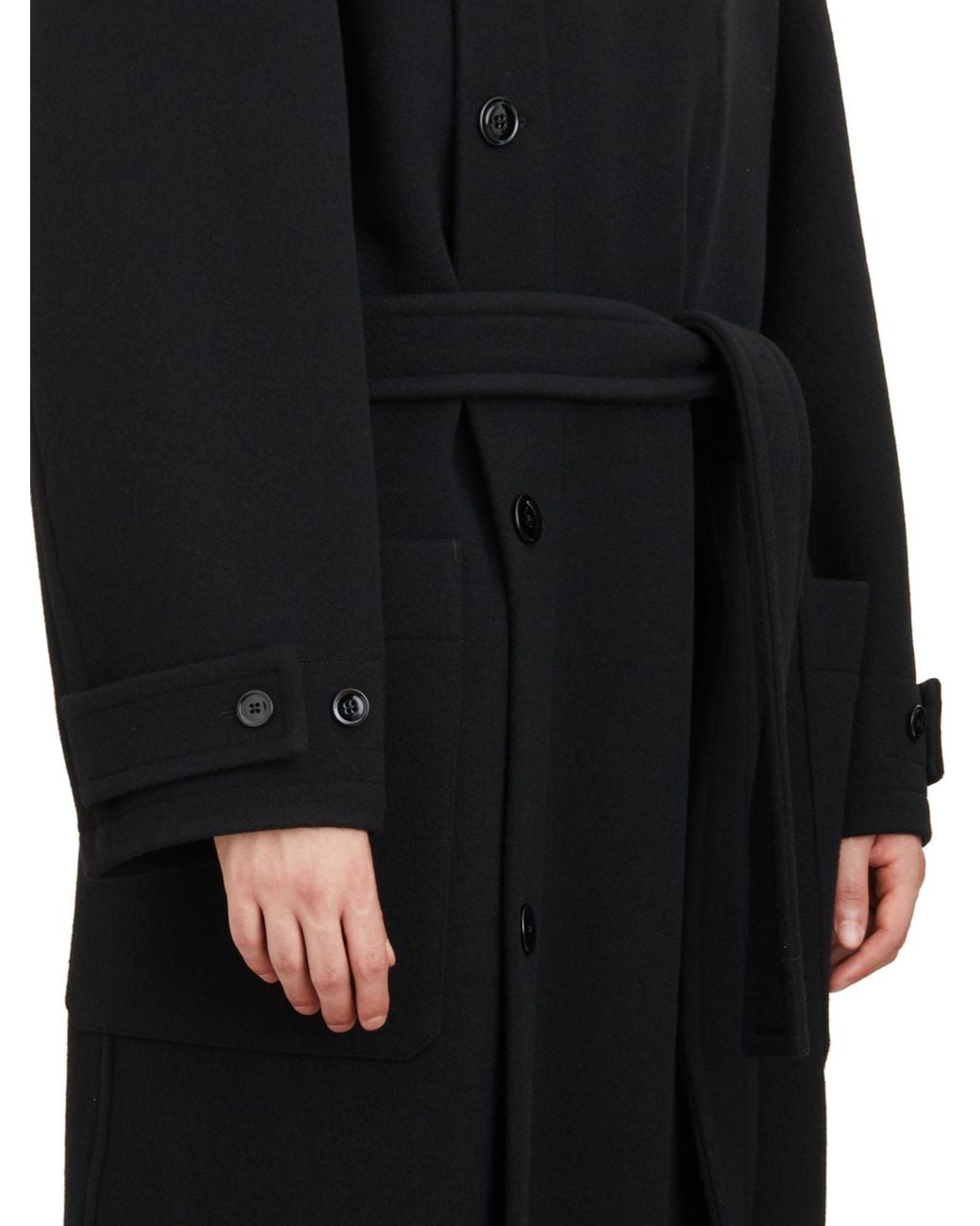 Lemaire Black Wool Coat for men