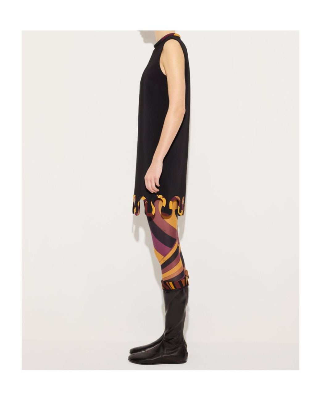 Emilio Pucci Black Cady Dress With Printed Details
