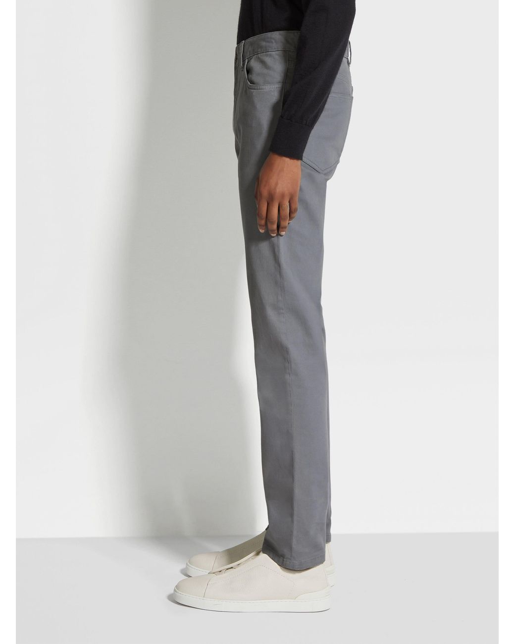 Zegna Gray Logo Patch Slim-Cut Jeans for men