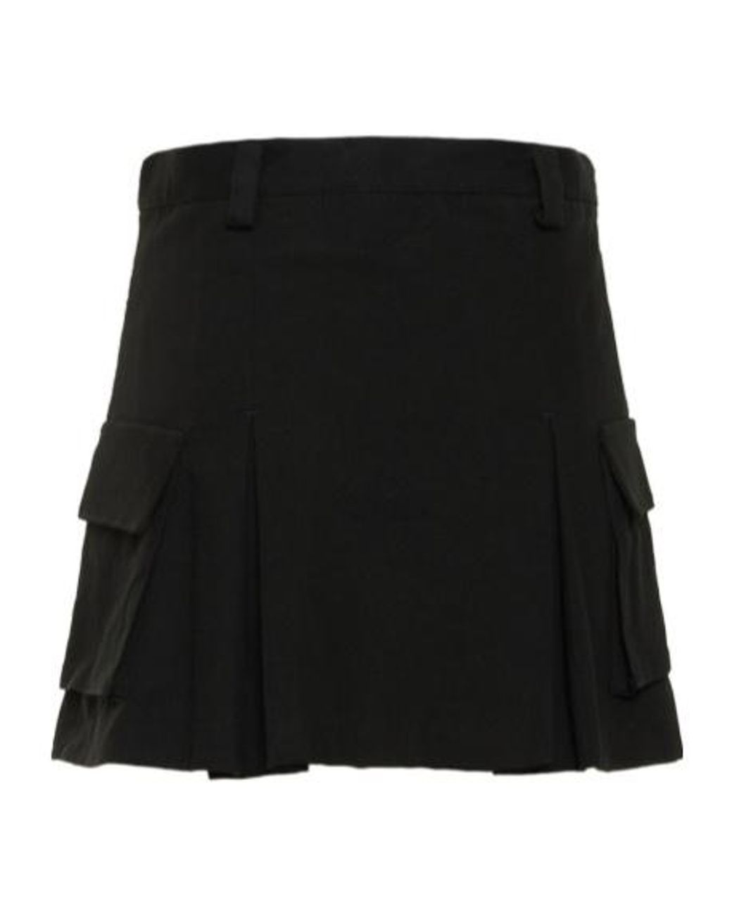 Frankie Shop Black Audrey Pleated Cotton Cargo Mini Skirt