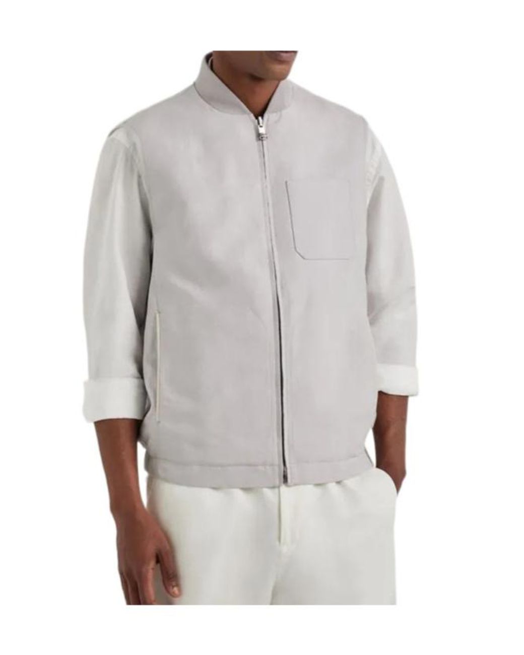 Canali Gray Sleeveless Mandarin-Collar Jacket for men