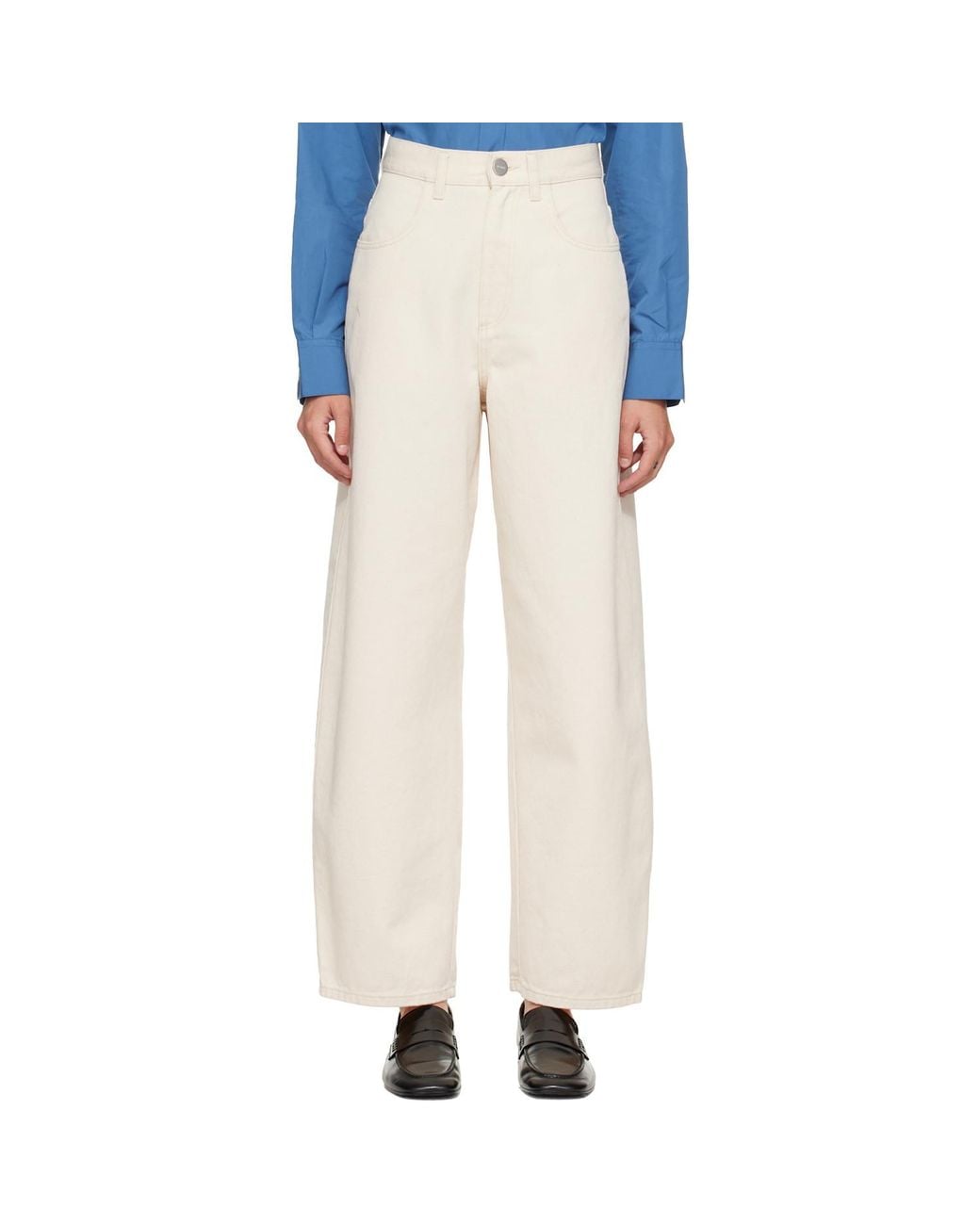 Rohe White Berber Wide-Leg Cropped Jeans