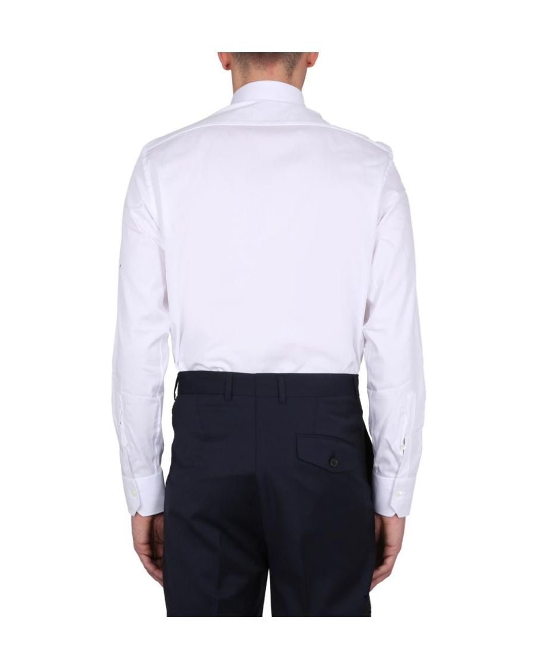 Zegna Blue Button-Up Curved Hem Shirt for men