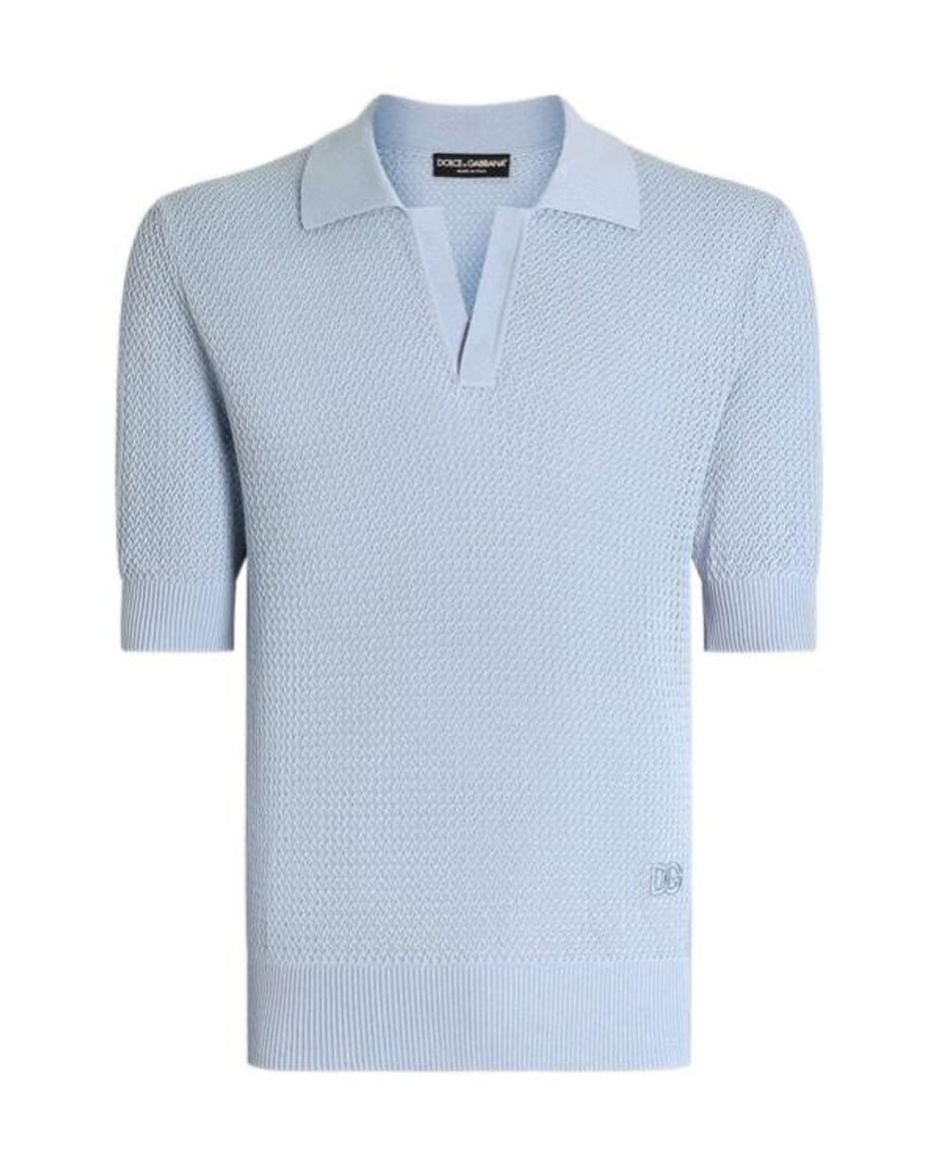 Dolce & Gabbana Blue Textured Short-Sleeve Top for men