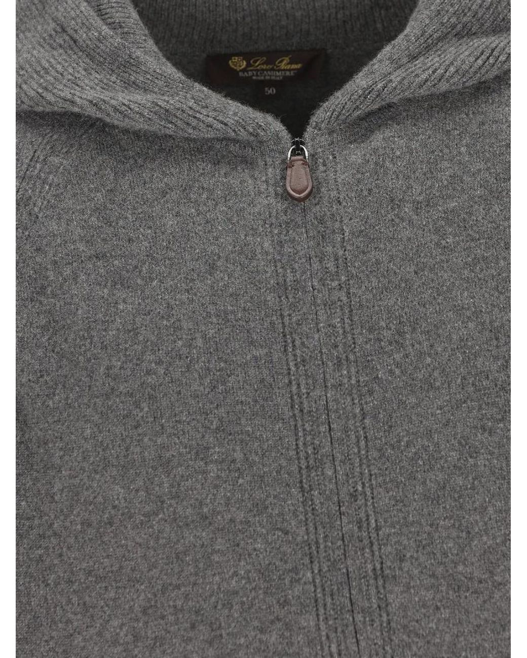 Loro Piana Gray Zip-Up Hooded Coat for men