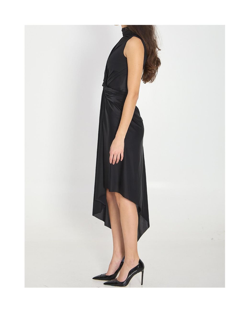 Balenciaga Black Asymmetric Stretch Dress
