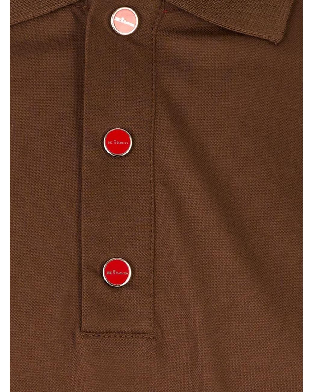 Kiton Brown Short-Sleeve Cotton Polo Shirt for men