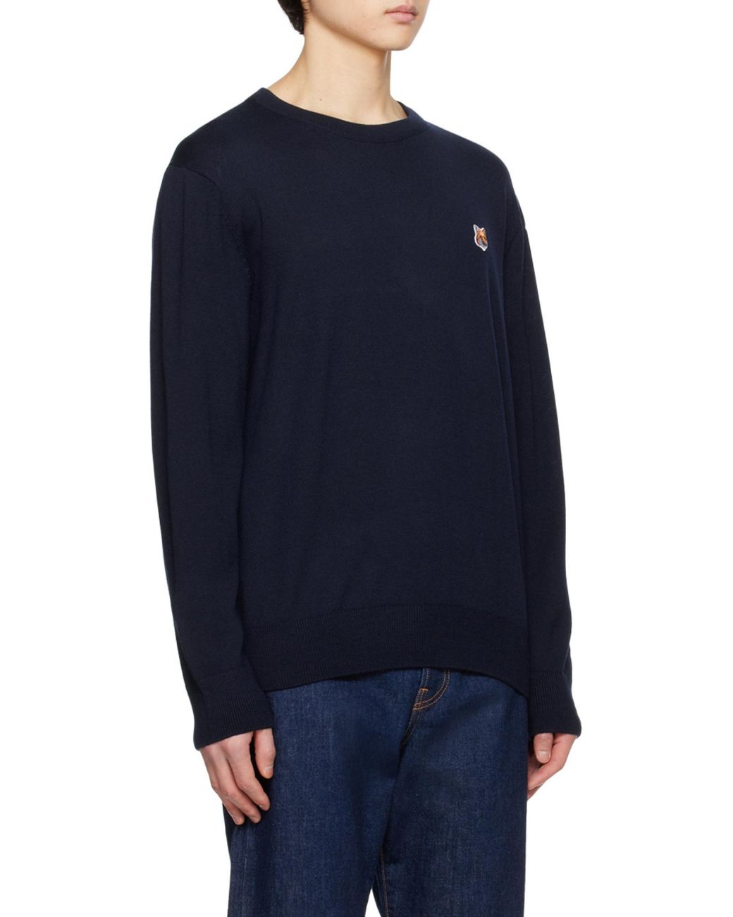 Maison Kitsuné Blue Maison Kitsuné Fox Head Patch Long-Sleeved Jumper for men